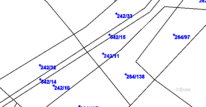 Parcela st. 242/11 v KÚ Jevany, Katastrální mapa