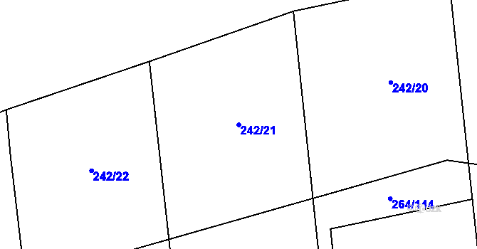 Parcela st. 242/21 v KÚ Jevany, Katastrální mapa