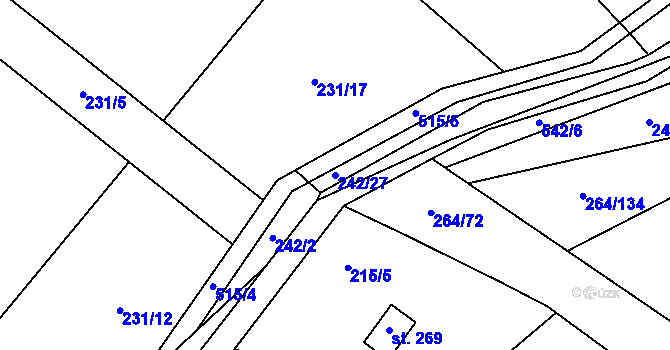 Parcela st. 242/27 v KÚ Jevany, Katastrální mapa