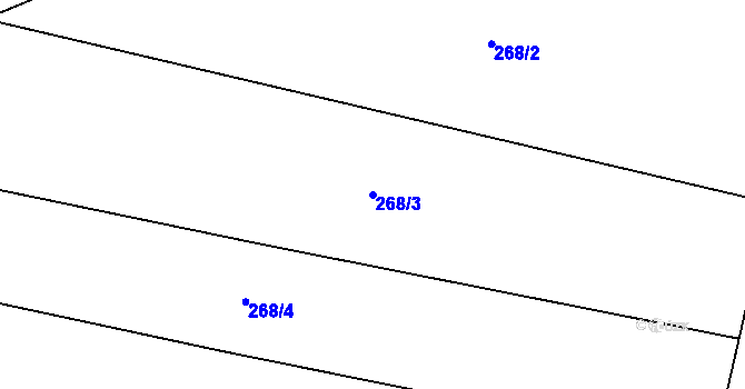 Parcela st. 268/3 v KÚ Jevany, Katastrální mapa