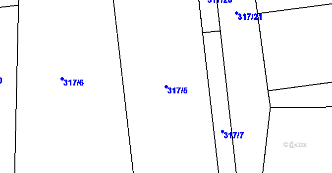 Parcela st. 317/5 v KÚ Jevany, Katastrální mapa