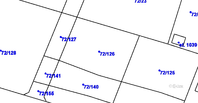 Parcela st. 72/126 v KÚ Jevany, Katastrální mapa