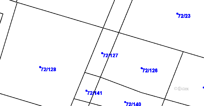 Parcela st. 72/127 v KÚ Jevany, Katastrální mapa