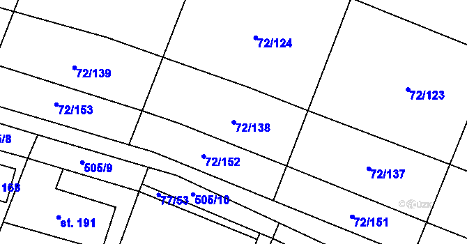 Parcela st. 72/138 v KÚ Jevany, Katastrální mapa