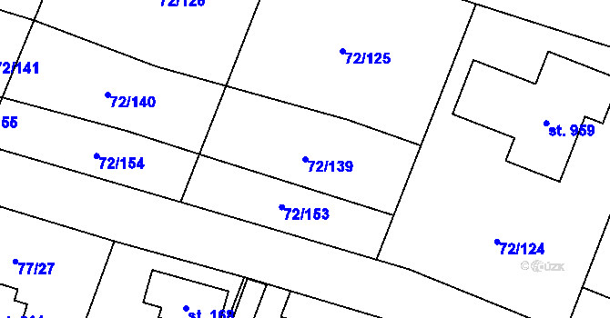 Parcela st. 72/139 v KÚ Jevany, Katastrální mapa
