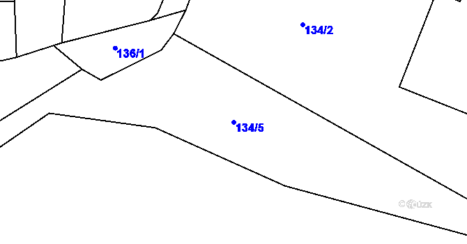 Parcela st. 134/5 v KÚ Jevany, Katastrální mapa