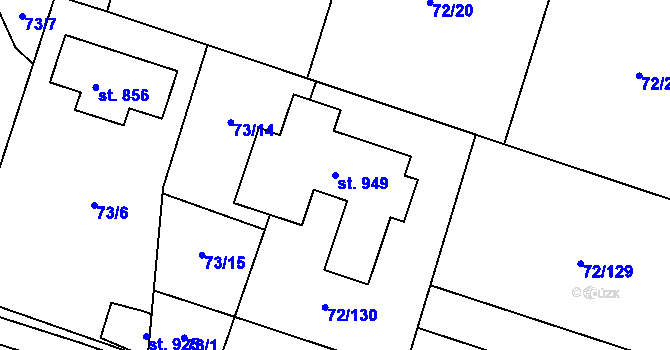 Parcela st. 949 v KÚ Jevany, Katastrální mapa
