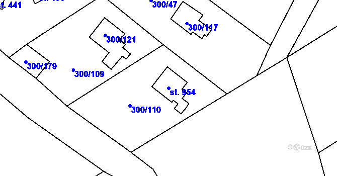 Parcela st. 954 v KÚ Jevany, Katastrální mapa