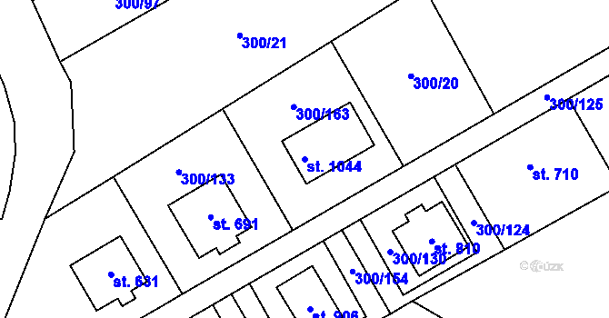 Parcela st. 1044 v KÚ Jevany, Katastrální mapa