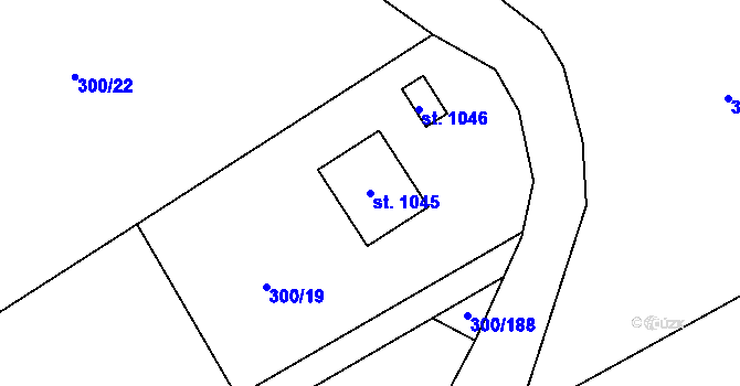 Parcela st. 1045 v KÚ Jevany, Katastrální mapa