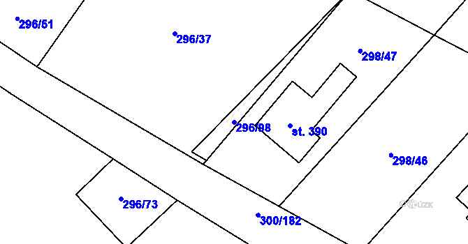Parcela st. 296/98 v KÚ Jevany, Katastrální mapa