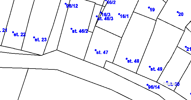 Parcela st. 47 v KÚ Jevíčko-město, Katastrální mapa