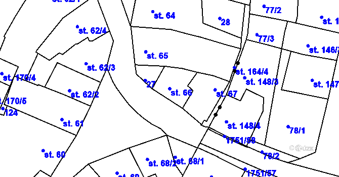 Parcela st. 66 v KÚ Jevíčko-město, Katastrální mapa