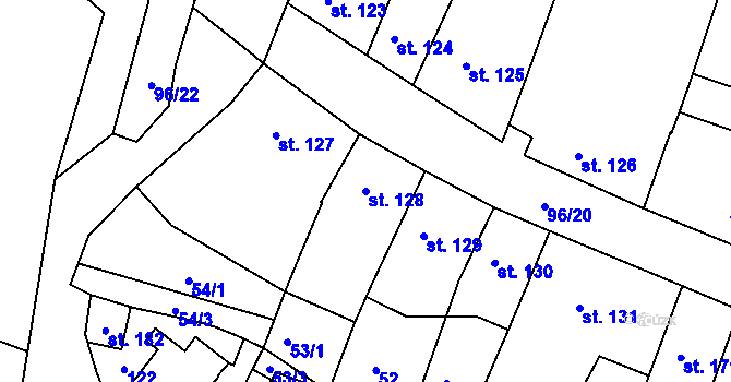 Parcela st. 128 v KÚ Jevíčko-město, Katastrální mapa