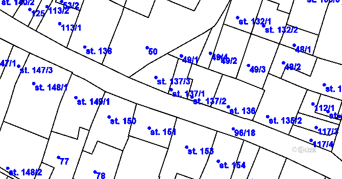 Parcela st. 137/1 v KÚ Jevíčko-město, Katastrální mapa
