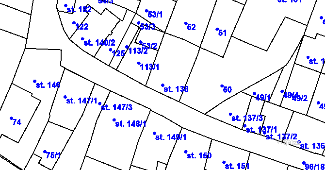 Parcela st. 138 v KÚ Jevíčko-město, Katastrální mapa