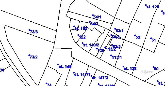 Parcela st. 140/2 v KÚ Jevíčko-město, Katastrální mapa