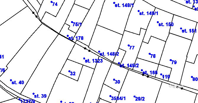 Parcela st. 148/2 v KÚ Jevíčko-město, Katastrální mapa