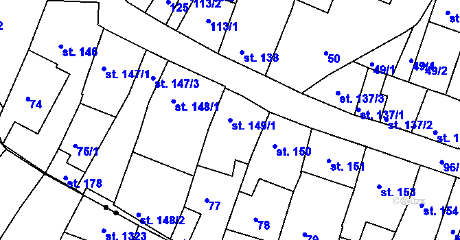 Parcela st. 149/1 v KÚ Jevíčko-město, Katastrální mapa