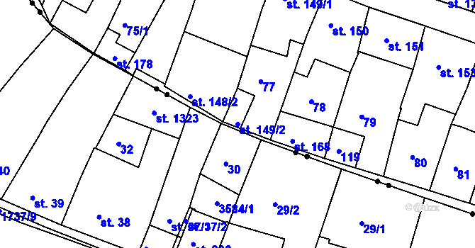 Parcela st. 149/2 v KÚ Jevíčko-město, Katastrální mapa