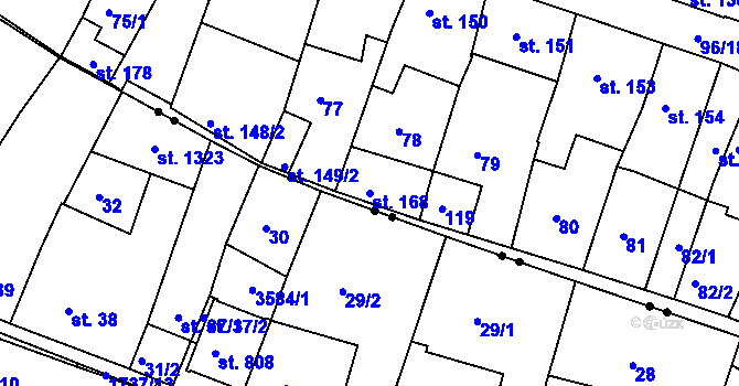 Parcela st. 168 v KÚ Jevíčko-město, Katastrální mapa