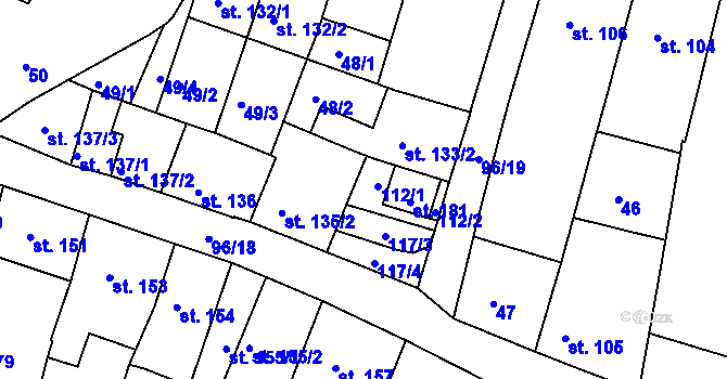 Parcela st. 112 v KÚ Jevíčko-město, Katastrální mapa