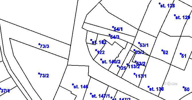 Parcela st. 122 v KÚ Jevíčko-město, Katastrální mapa