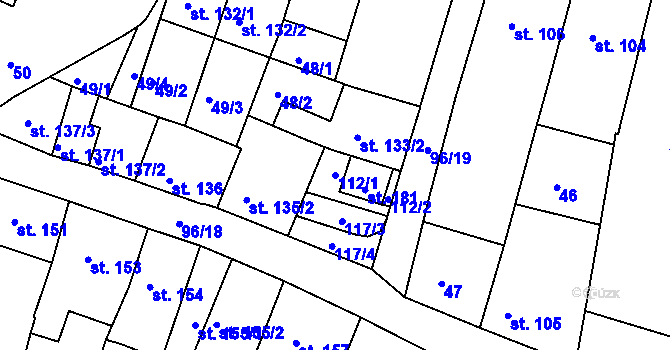 Parcela st. 112/1 v KÚ Jevíčko-město, Katastrální mapa