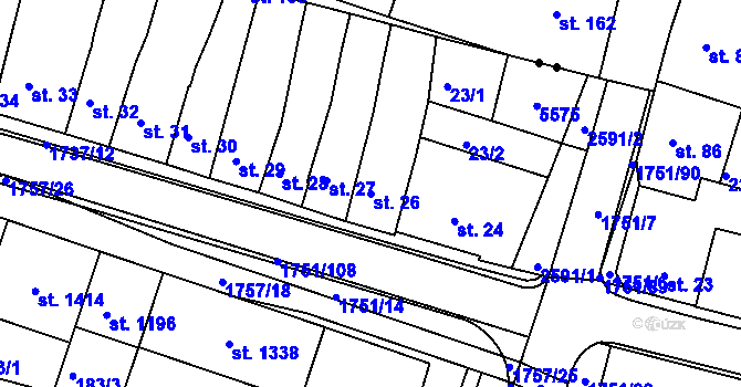 Parcela st. 26 v KÚ Jevíčko-předměstí, Katastrální mapa