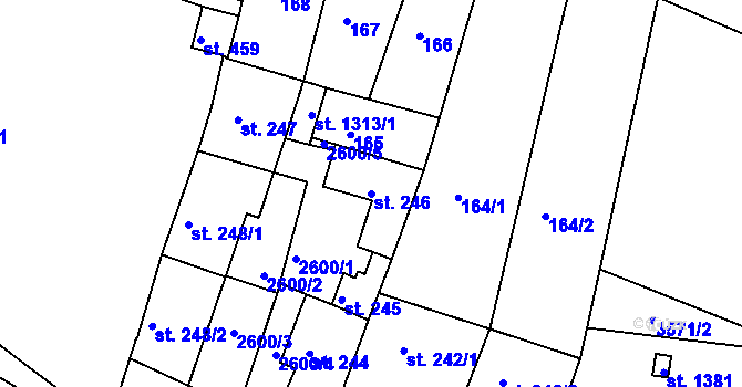 Parcela st. 246 v KÚ Jevíčko-předměstí, Katastrální mapa