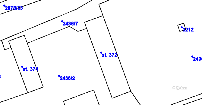 Parcela st. 372 v KÚ Jevíčko-předměstí, Katastrální mapa