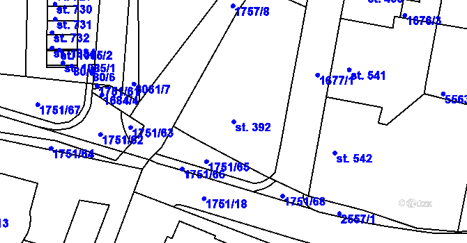 Parcela st. 392 v KÚ Jevíčko-předměstí, Katastrální mapa