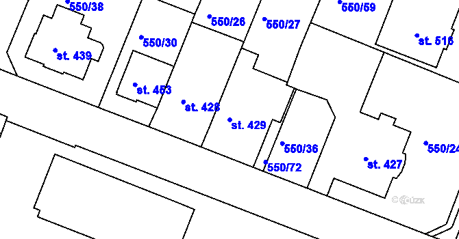Parcela st. 429 v KÚ Jevíčko-předměstí, Katastrální mapa