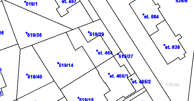 Parcela st. 464 v KÚ Jevíčko-předměstí, Katastrální mapa
