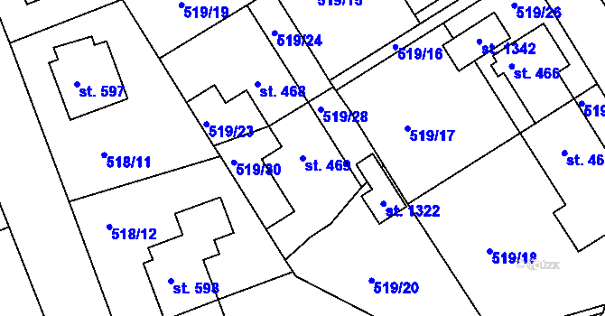 Parcela st. 469 v KÚ Jevíčko-předměstí, Katastrální mapa