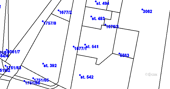 Parcela st. 541 v KÚ Jevíčko-předměstí, Katastrální mapa