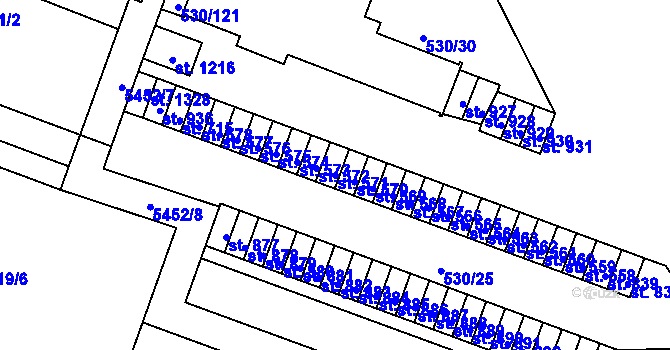 Parcela st. 571 v KÚ Jevíčko-předměstí, Katastrální mapa