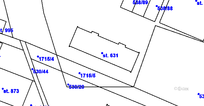 Parcela st. 631 v KÚ Jevíčko-předměstí, Katastrální mapa