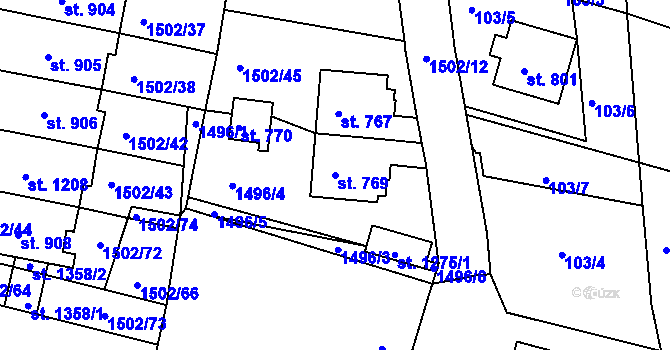 Parcela st. 769 v KÚ Jevíčko-předměstí, Katastrální mapa