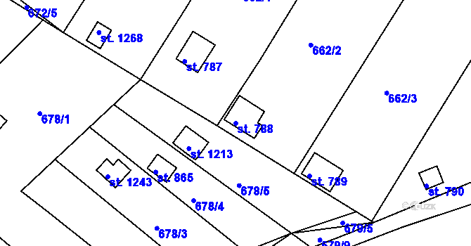 Parcela st. 788 v KÚ Jevíčko-předměstí, Katastrální mapa