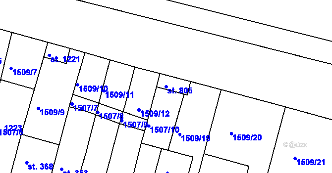 Parcela st. 805 v KÚ Jevíčko-předměstí, Katastrální mapa