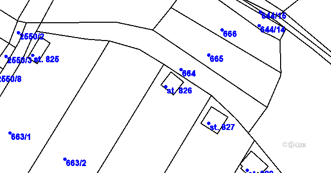 Parcela st. 826 v KÚ Jevíčko-předměstí, Katastrální mapa