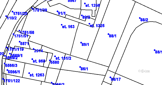 Parcela st. 89/1 v KÚ Jevíčko-předměstí, Katastrální mapa