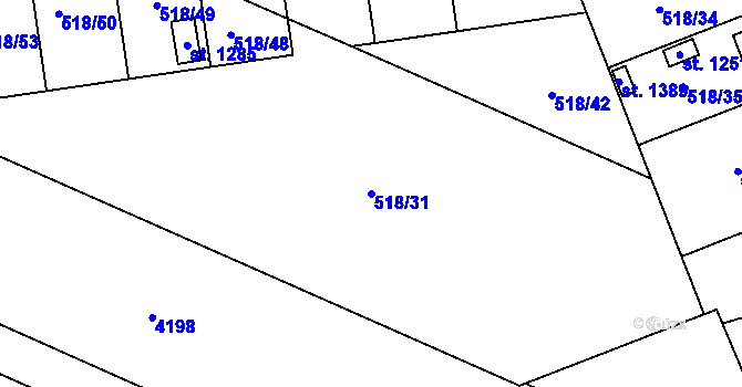 Parcela st. 518/31 v KÚ Jevíčko-předměstí, Katastrální mapa