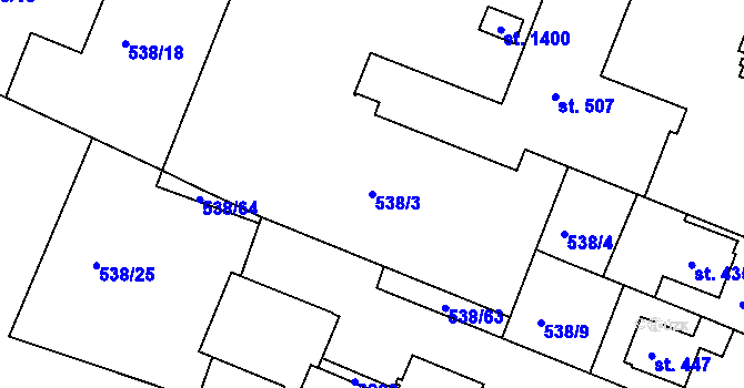 Parcela st. 538/3 v KÚ Jevíčko-předměstí, Katastrální mapa