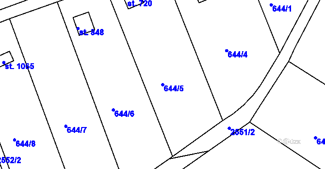 Parcela st. 644/5 v KÚ Jevíčko-předměstí, Katastrální mapa