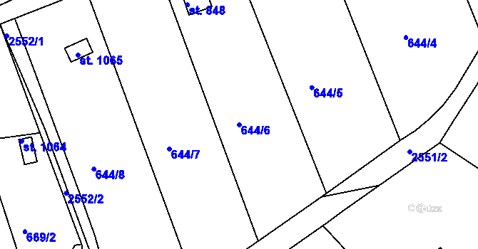Parcela st. 644/6 v KÚ Jevíčko-předměstí, Katastrální mapa