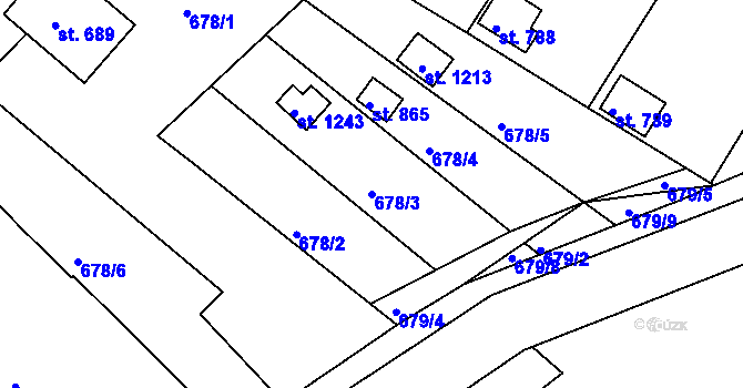 Parcela st. 678/3 v KÚ Jevíčko-předměstí, Katastrální mapa