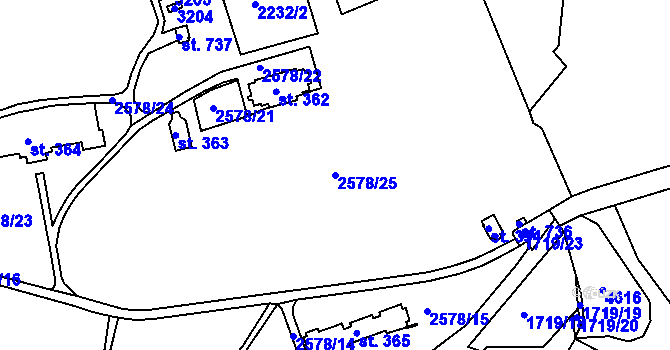 Parcela st. 2578/25 v KÚ Jevíčko-předměstí, Katastrální mapa