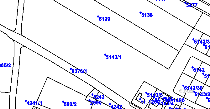 Parcela st. 5143/1 v KÚ Jevíčko-předměstí, Katastrální mapa
